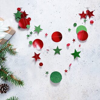 4M Rose Goud Spiegel Papier Banner Star Ronde Vorm Guirlande Banner Verjaardag Wedding Party Baby Shower Chrismas Decoratie Benodigdheden rood en groen