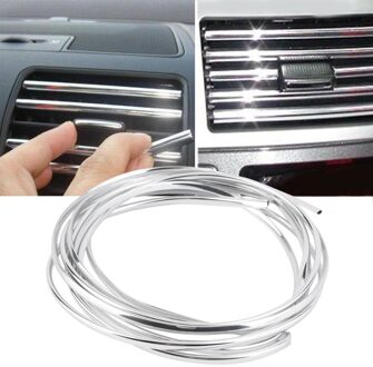 4M U Vorm Diy Auto-Styling Interieur Ventilatierooster Switch Rim Trim Outlet Decoratie Strip Moulding chroom Zilver