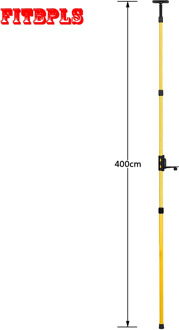 4M Yellow Extend Telescoping Pole 1/4"and 5/8" Interface Mount Ceiling Leveling Rod For Laser level