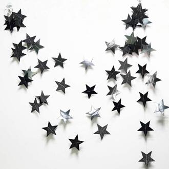 4M Zwart Zilver Moon Star Garland Decoraties Glitter Outer Space Verjaardagsfeestje Opknoping Bruiloft Twinkle Baby Shower Decoraties 1stk zwart ster