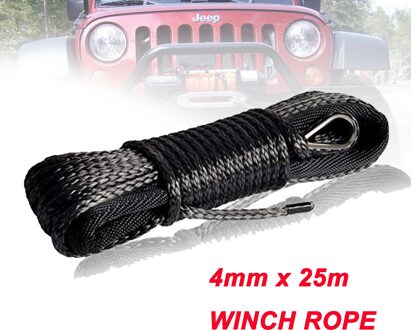 4mm x 25m Synthetische Winch Lijn UHMWPE Fiber Touw Sleepkabel Auto Accessoires Voor 4X 4/ATV/UTV/4WD/OFF-ROAD Grijs