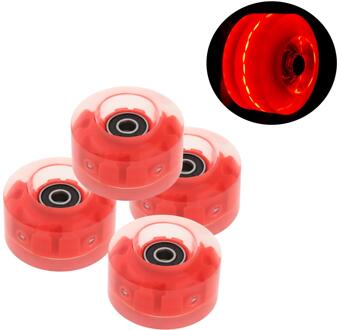 4Pack Quad Roller Skate Wielen Licht Up Lagers Voor Dubbele Rij Schaatsen Grip Lagers Onderdelen Gratis Rollerskate rood