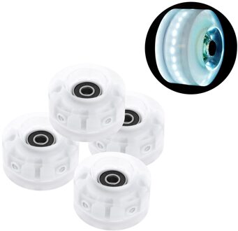4Pack Quad Roller Skate Wielen Licht Up Lagers Voor Dubbele Rij Schaatsen Grip Lagers Onderdelen Gratis Rollerskate wit