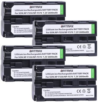 4Packs NP-F550 NP F550 NPF550 Oplaadbare Li-Ion Batterijen (2600 mAh) voor Sony NP-F330 NP-F530 NP-F570 NP-F730 NP-F750 Hi-8