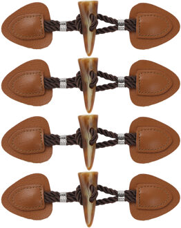 4Pairs Toggle Knoppen Pu Lederen Hoorn Toggle Sluitingen Duffle Jas Sluiting Koord Vest Bevestigingsmiddelen Sluiting Voor Kleding Diy Decoratie bruin B