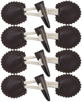 4Pairs Toggle Knoppen Pu Lederen Hoorn Toggle Sluitingen Duffle Jas Sluiting Koord Vest Bevestigingsmiddelen Sluiting Voor Kleding Diy Decoratie donker koffie A