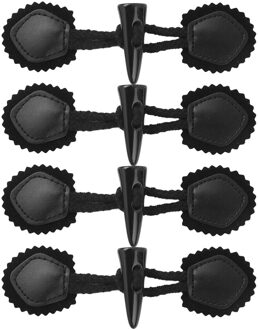 4Pairs Toggle Knoppen Pu Lederen Hoorn Toggle Sluitingen Duffle Jas Sluiting Koord Vest Bevestigingsmiddelen Sluiting Voor Kleding Diy Decoratie zwart A