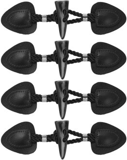 4Pairs Toggle Knoppen Pu Lederen Hoorn Toggle Sluitingen Duffle Jas Sluiting Koord Vest Bevestigingsmiddelen Sluiting Voor Kleding Diy Decoratie zwart B