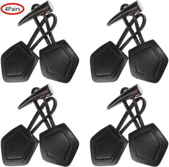 4Pairs Toggle Knoppen Pu Lederen Hoorn Toggle Sluitingen Duffle Jas Sluiting Koord Vest Bevestigingsmiddelen Sluiting Voor Kleding Diy Decoratie zwart C