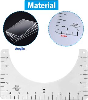 4Pc Acryl Transparante T-shirt Gids Heerser Maattabel Vinyl Heerser Uitlijning Centreerwerktuig Stof Naaien Accessoire Gids Heerser plastic-10x6 inches