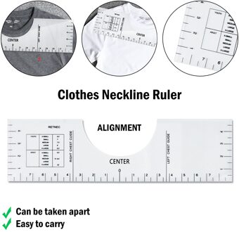 4Pc Acryl Transparante T-shirt Gids Heerser Maattabel Vinyl Heerser Uitlijning Centreerwerktuig Stof Naaien Accessoire Gids Heerser PVC-18x5 inches