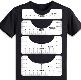 4Pc Acryl Transparante T-shirt Gids Heerser Maattabel Vinyl Heerser Uitlijning Centreerwerktuig Stof Naaien Accessoire Gids Heerser PVC-4stk