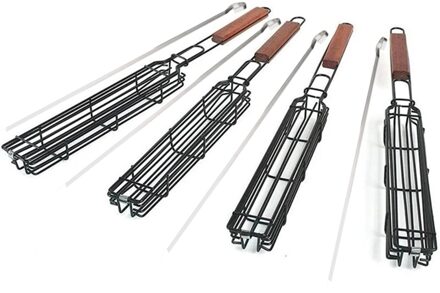 4Pc Bbq Grill Mesh Rvs Barbecue Mazen Draagbare Vis Grillen Mesh Barbecue Mand Tools Keuken Accessoires 4stk