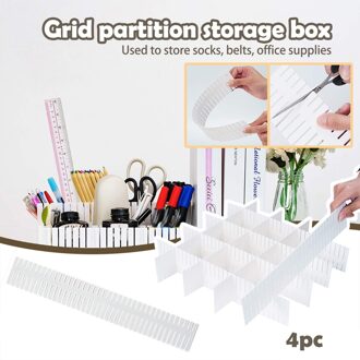 4Pc Case Partitie Opbergdoos, Gebruikt Om Sokken, Riemen, kantoorbenodigdheden Transparante 10/16/24 Grid Storage Box Organizer