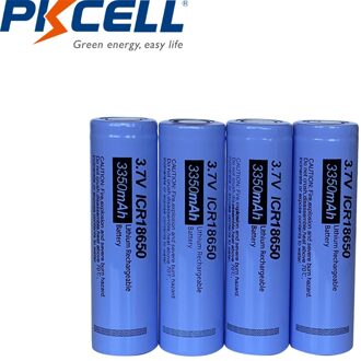 4Pc Pkcell 18650 Batterij 3350Mah 3.7 V ICR18650 Lithium Batterij Li-Ion Oplaadbare Batterij Voor Zaklamp Batterijen