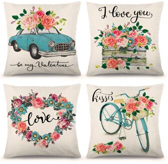 4Pc Valentijnsdag Decoratieve Kussensloop Duurzaam Praktische Gemak Auto Kussensloop Auto Kussenhoes Auto Accessoires B