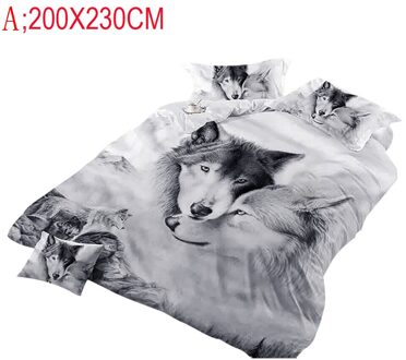 4Pc Wolf Koppels Beddengoed Kids 3D Beddengoed Koele Wolf Dekbedovertrek Set Schilderen Dekbedovertrek Dekbedovertrek/2pc Kussensloop/Lakens Js 200X230cm