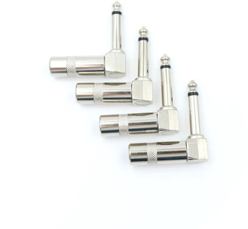 4pcs 1/4 Inch 6.35mm L-shape Jack Right Angle Male Mono Plug Connector For Guitar Audio