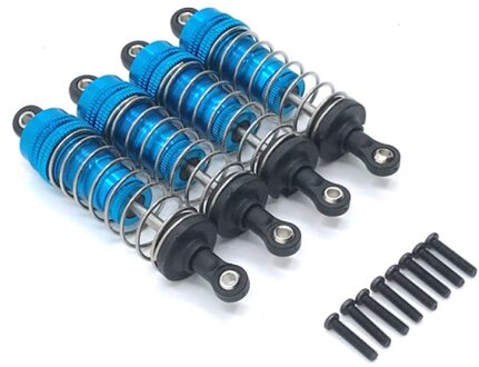 4Pcs/1Set Metal Front & Rear Universele Schokdemper Voor Wltoys 124019 144001 Rc Car Upgrade Onderdelen Blauw