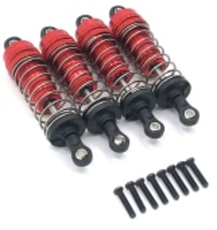 4Pcs/1Set Metal Front & Rear Universele Schokdemper Voor Wltoys 124019 144001 Rc Car Upgrade Onderdelen Rood