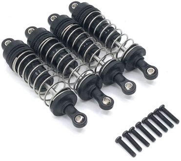 4Pcs/1Set Metal Front & Rear Universele Schokdemper Voor Wltoys 124019 144001 Rc Car Upgrade Onderdelen zwart