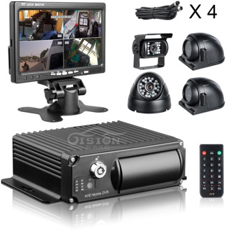 4Pcs 2.0MP Car Camera H.265 4CH AHD SD Mdvr Vehicle Car Dvr Recorder +7Inch Car Monitor +32G SD For CCTV Surveillance System
