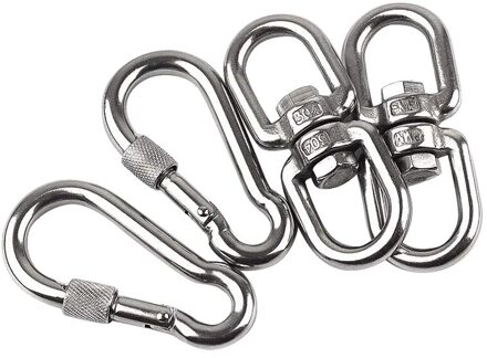 4Pcs/2Set M8 304 Rvs Swivel Ring Boom Swing Haak Hangmat Stoel Opknoping Kit Roterende apparaat Indoor Outdoor