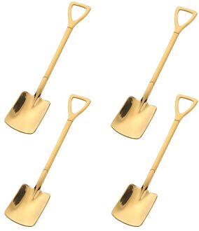 4Pcs 304 Roestvrij Staal Koffie Lepel Retro Schop Ijs Lepel Creatieve Thee-Lepel Mode Servies Keuken Set tool Lot 4stk goud A
