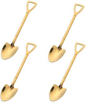 4Pcs 304 Roestvrij Staal Koffie Lepel Retro Schop Ijs Lepel Creatieve Thee-Lepel Mode Servies Keuken Set tool Lot 4stk goud B