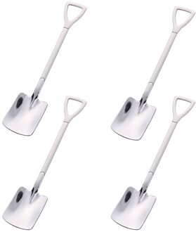 4Pcs 304 Roestvrij Staal Koffie Lepel Retro Schop Ijs Lepel Creatieve Thee-Lepel Mode Servies Keuken Set tool Lot 4stk zilver A