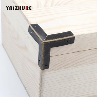 4Pcs 33mm Wooden Box Coner,Wine Box Protector,Furniture Hardware Cover Triangle Corners Antique Bronze Tone Hollow Pattern