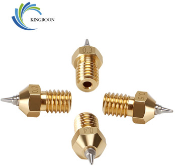 4pcs 3d printer Nozzle E3D V6 V5 Brass Nozzle M6 threaded 0.2 0.3 0.4 0.5mm Removable Stainless Steel Tips for 1.75mm filamnet
