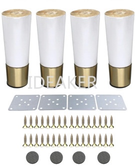 4PCS 4.8x12x3.6CM Furniture Legs Wooden copper Furniture Feet Cabinet Table Sofa Legs with Iron Pads Gaskets Screws