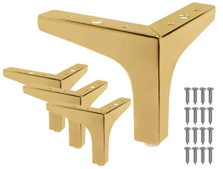 4Pcs 4-Inch Furniture Legs Modern Style Furniture Sofa Metal Rose Gold Triple-cornered Feet for Table Cabinet Cupboard
