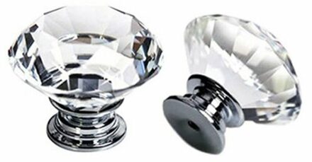 4Pcs 40mm Clear Diamond Crystal Glass Pull Handle Cabinet Drawer Door Knobs