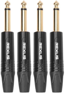 4pcs 6.35mm (6.5 Plug) Mono Jack Male Plug Connector DIY Soldering Plug Audio Cable for DIY Electric Guitar Sound Card Microphon