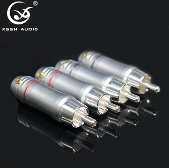 4pcs 8pcs 16pcs YIVO XSSH Hifi 8mm audio cable brass copper silver plated Male Audio RCA plug connector jack