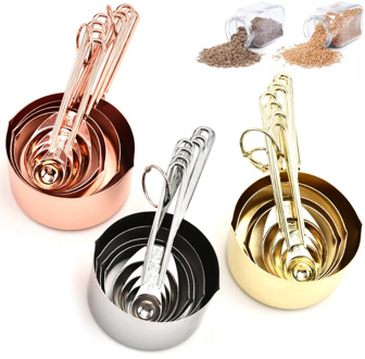 4pcs/8pcs Measuring Spoons Set Stainless Steel Coffee Sugar Scoop Cake Flour Measuring Kits Kitchen Cooking Tools Home Baking