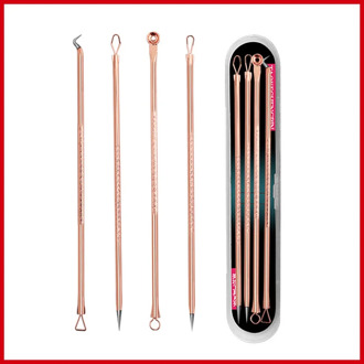 4PCS Acne Blemish Remover Blackhead Extractor Black Dots Cleaner Needles Set Black Spots Pore Cleanser Tool Rose Gold Sliver