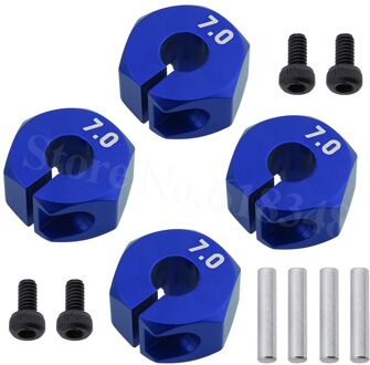 4pcs Aluminium 7.0 Wheel Hex 12mm Drive Hubs Met Pins Schroeven Voor RC Cars Trucks Buggy HSP HPI tamiya Traxxas Slash blauw