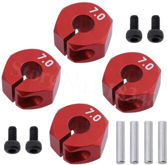 4pcs Aluminium 7.0 Wheel Hex 12mm Drive Hubs Met Pins Schroeven Voor RC Cars Trucks Buggy HSP HPI tamiya Traxxas Slash rood