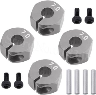 4pcs Aluminium 7.0 Wheel Hex 12mm Drive Hubs Met Pins Schroeven Voor RC Cars Trucks Buggy HSP HPI tamiya Traxxas Slash titanium