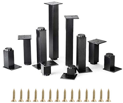 4pcs Aluminum Alloy Adjustable Furniture Cabinet Sofa Desk Table Bed Legs Feet Height(50-300mm)x38mm Width With Mounting Screws