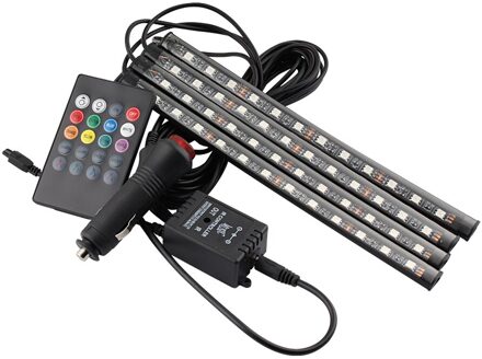 4Pcs Auto-interieur Dc 12V Auto Rgb Led Strip Licht Multicolor Muziek Afstandsbediening Led Onder Dash Verlichting auto Decoratieve Kit