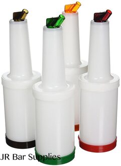 4PCS Bar Vruchtensap Containers Vruchtensap Flessen-Commerciële Grade Bar Pourers met Uitloop en Deksel (Set van 4)