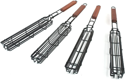 4Pcs Barbecue Baskets Sausage Grill Basket Grill Baskets Non-Stick Barbecue Grill Barbecue Clip bbq accessor