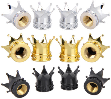 4pcs Bicycle Auto Truck Accessories Tire Valve Caps Crown Tyre Bike Tools Wheel Stem Tire Valve Caps On The Nipple Valve Cap