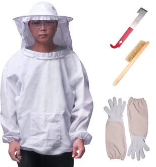 4Pcs Bijenteelt Pak Tool Set Schapenvacht Handschoenen Hout Staal Linnen Zeer Licht Ademend Fabricexcellent En Duurzaam