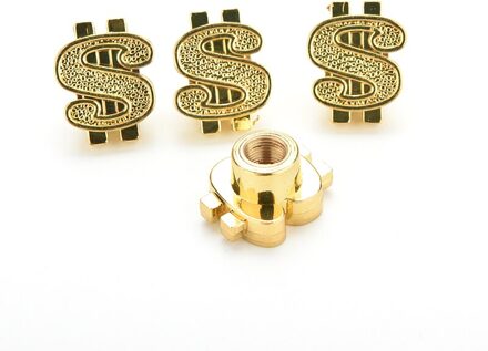 4Pcs Bike Motorcycle Ventieldopjes Universele Gold Dollar Auto Vrachtwagen Fiets Bandventieldop Steel Cover Caps Velgen accessoires