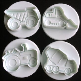 4Pcs Cake/Auto/Ijs Cake Cookie Plunger Cutter Fondant Kauwgom Plakken Cupcake Toppers Mold Biscuit Kerst decorating Tool car